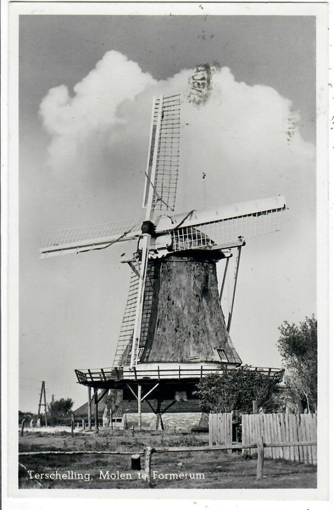 Terschelling - Molen te Formerum, Verzenden, 1940 tot 1960, Gelopen, Waddeneilanden