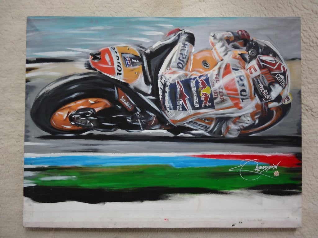 olieverfschilderij Marc Marques 93 Alex Design HRC Honda, Verzamelen, Ophalen, Zo goed als nieuw, Motoren
