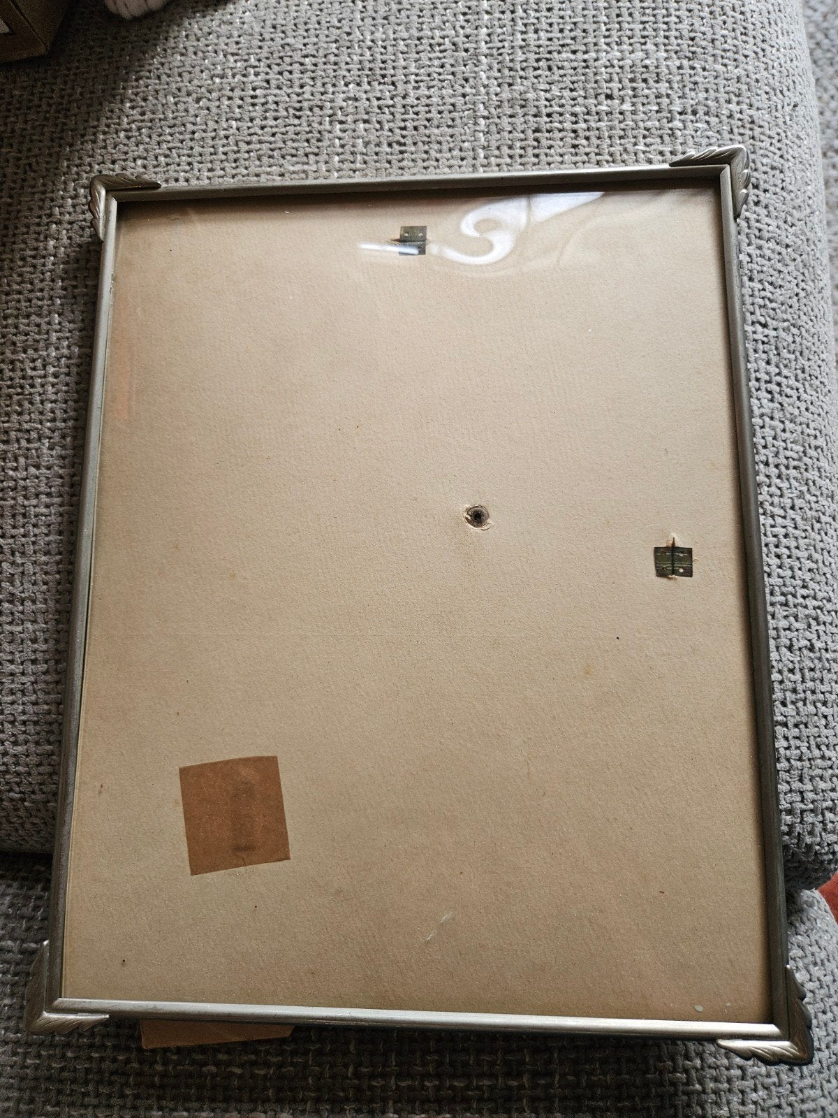 fotolijst bol glas vintage metaal zilverkleurig met standaar, Hangend, Gebruikt, Ophalen of Verzenden, Fotolijst