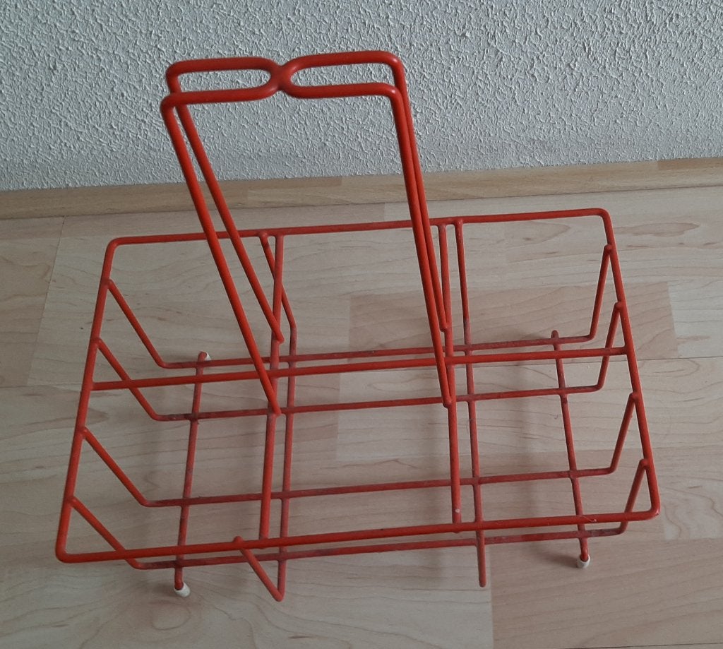Tomado flessenrek 6 vaks - jaren 1960-1970, Ophalen of Verzenden, Metaal, Rood, Overige merken