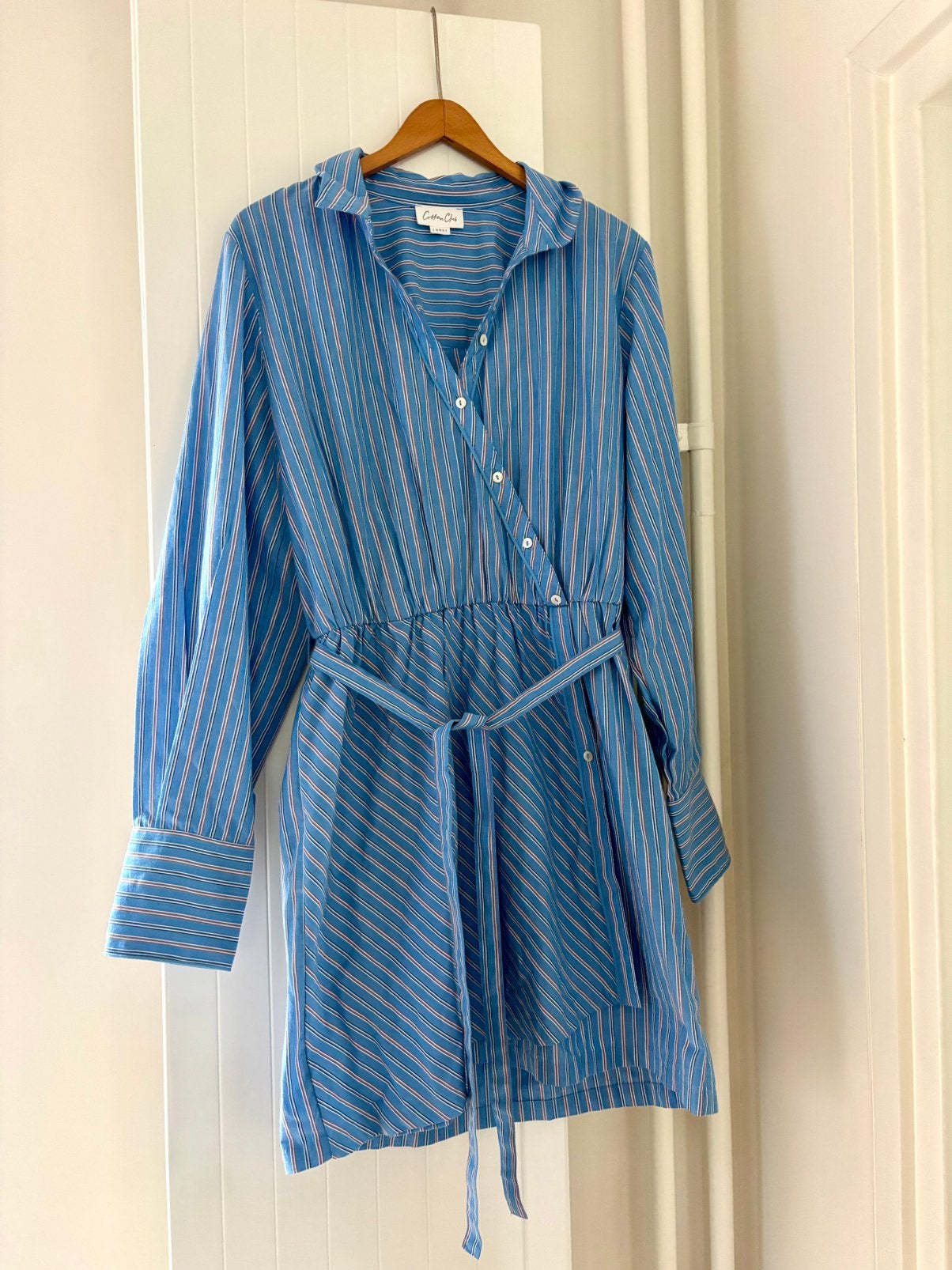 Cotton Club jurk maat L – blauw gestreept – overhemdjurk, Ophalen of Verzenden