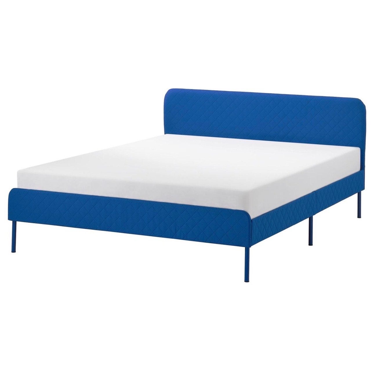 IKEA Slattum bedframe met lattenbodem - 140 cm, Huis en Inrichting, Slaapkamer | Bedden, Ophalen, Gebruikt, Blauw, Tweepersoons