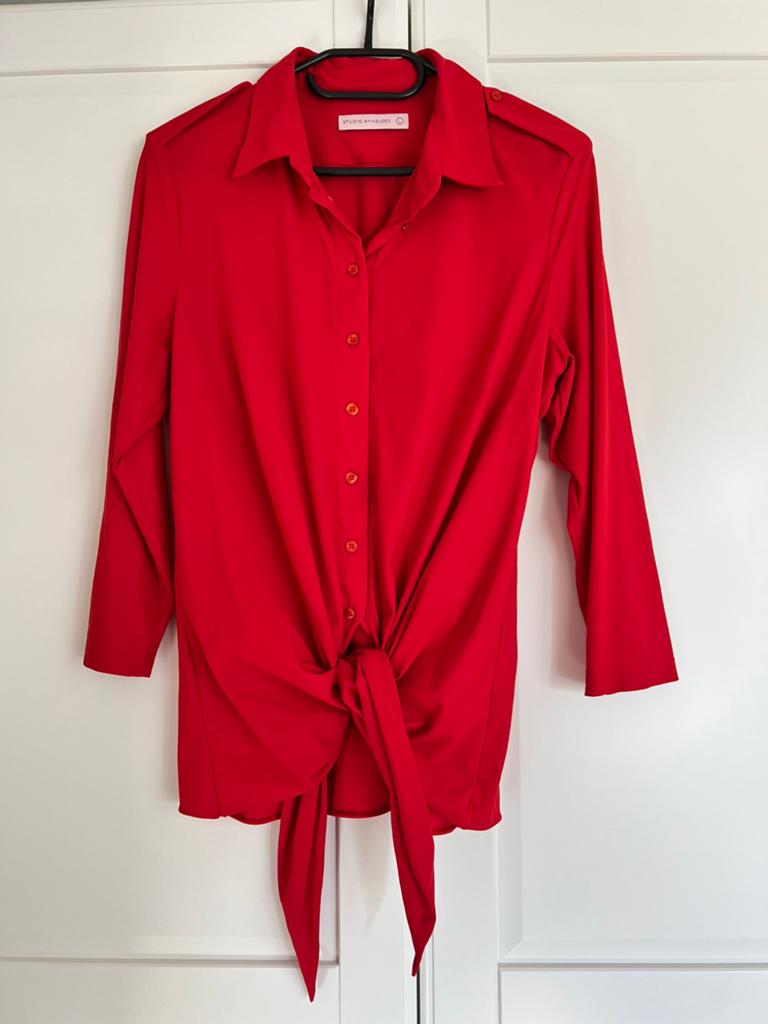 Studio annloes poppy knot blouse L rood travelstof, Kleding | Dames, Blouses en Tunieken, Ophalen of Verzenden, Zo goed als nieuw