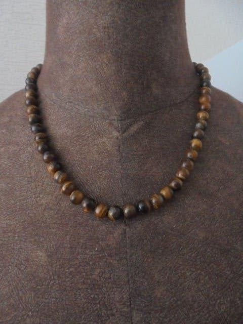 Prachtige ketting tijgeroog, Ophalen of Verzenden, Zo goed als nieuw, Bruin, Steen of Mineraal