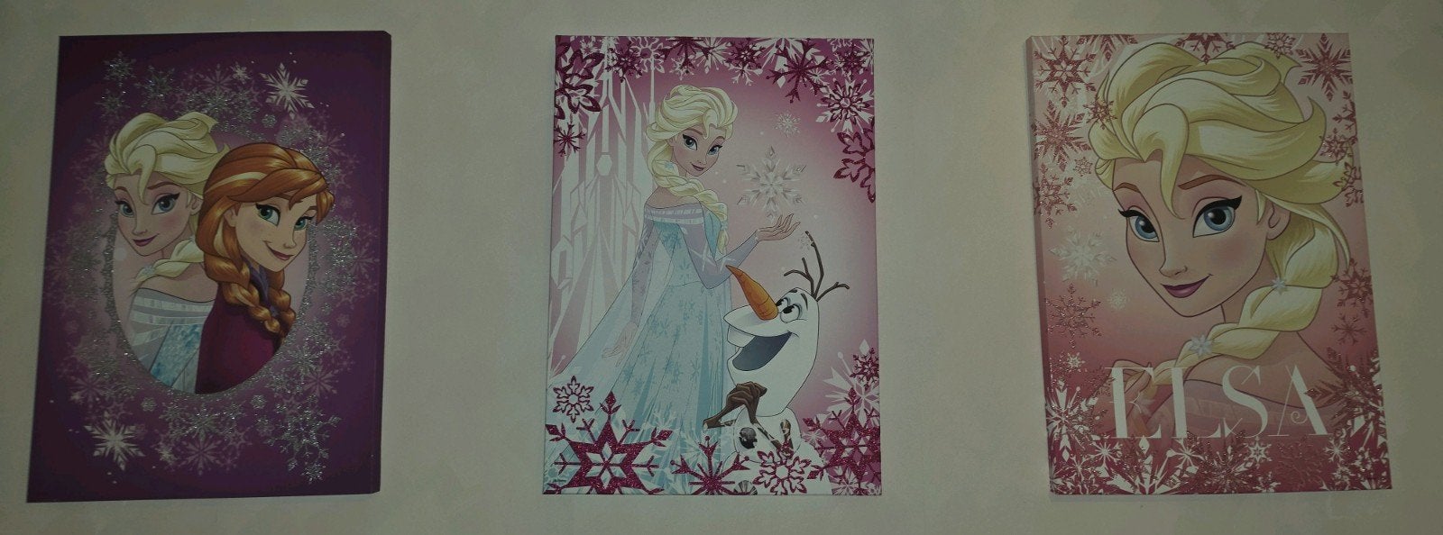 Frozen Elsa & Anna Canvas Schilderijen (3 stuks), Ophalen, Gebruikt, Schilderij, Meerkleurig
