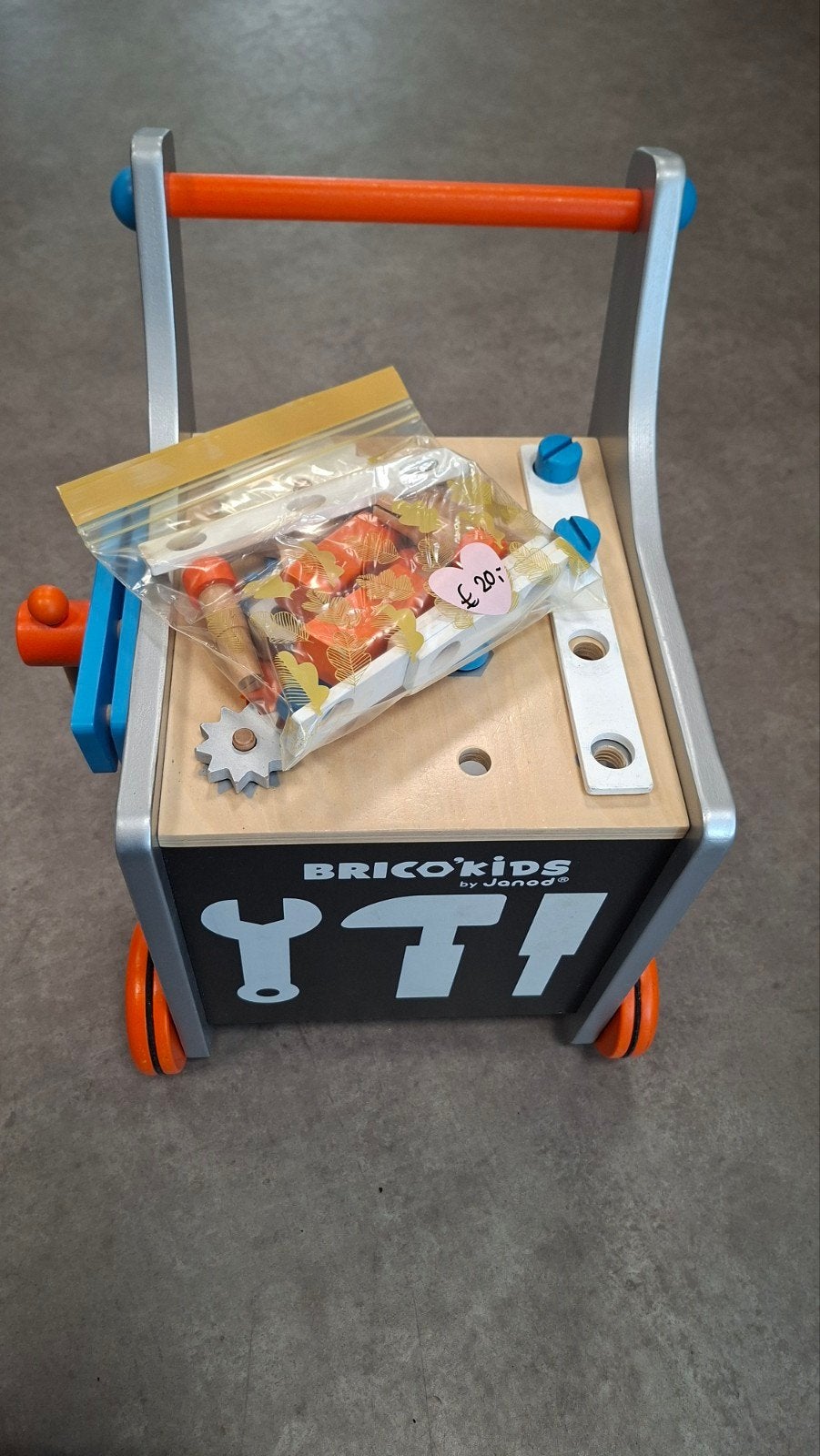 Janod Brico'kids Werkbank Loopwagen, Ophalen, Duw- of Trekspeelgoed