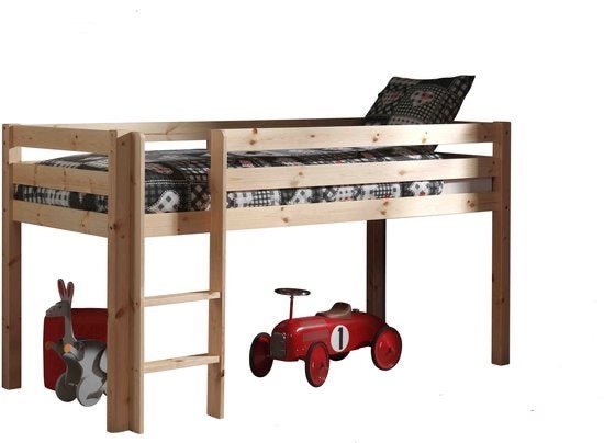 Life time grenenhouten Halfhoogslaper met Speeltent, Ophalen, 90 cm, Eenpersoons, Minder dan 160 cm