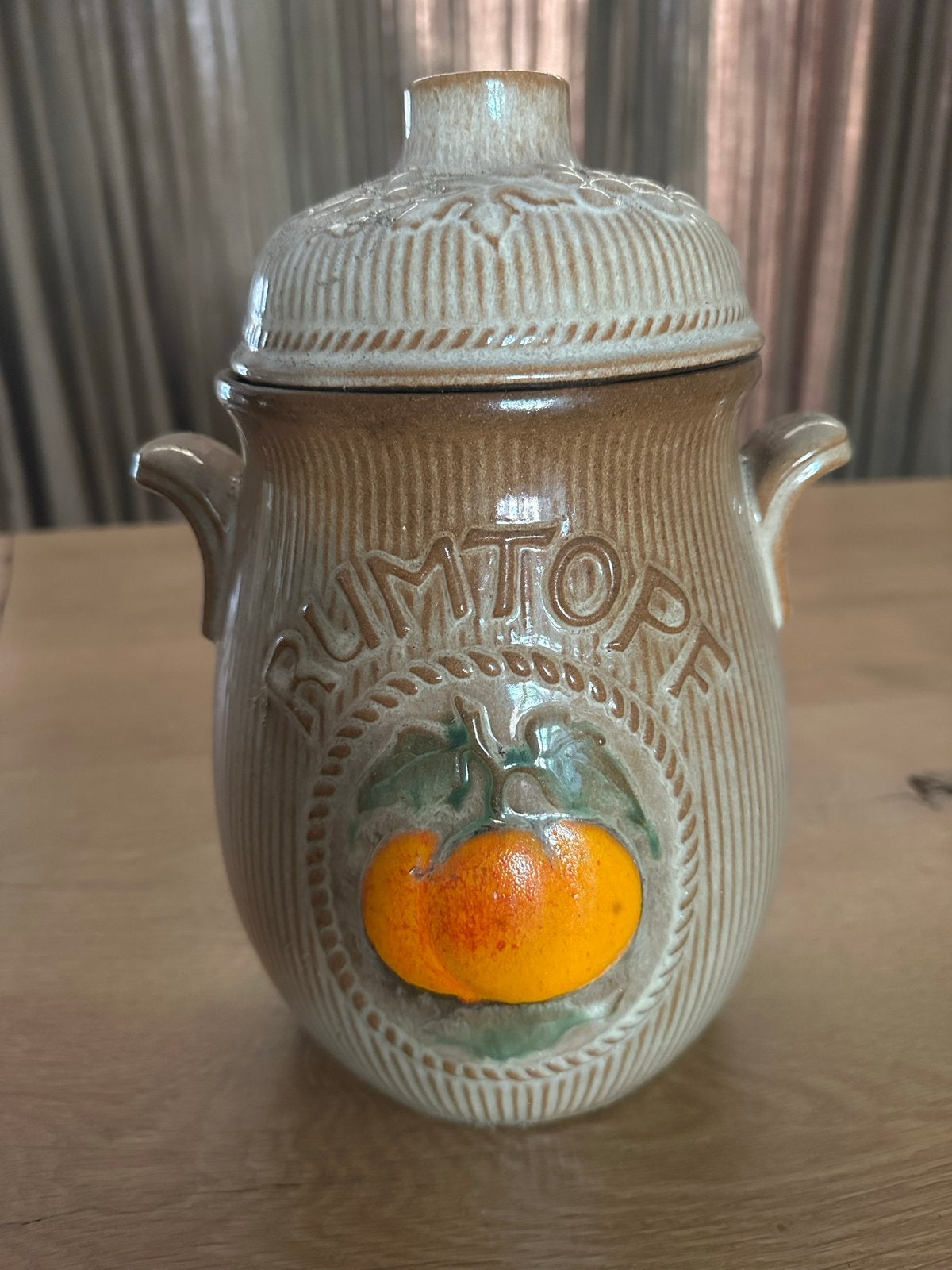 Vintage Rumtopf aardewerk pot met deksel, Ophalen of Verzenden