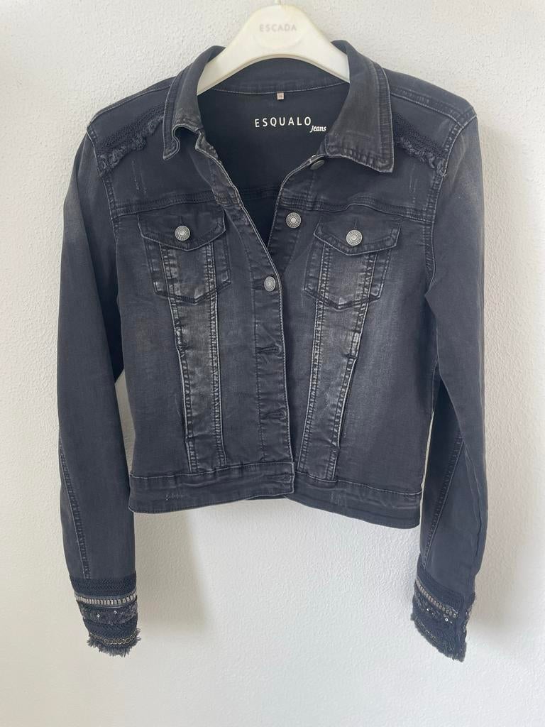 Stoer grijs jeans jasje van EsQualo - Maat 36 (S), Ophalen of Verzenden, Gedragen, Maat 36 (S), Grijs