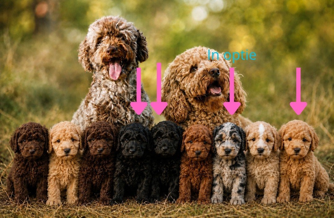 Nog 4 van 9 multigen Labradoodle met afstammingsbewijs, Dieren en Toebehoren, Parvo, Overige rassen, 8 tot 15 weken, Meerdere