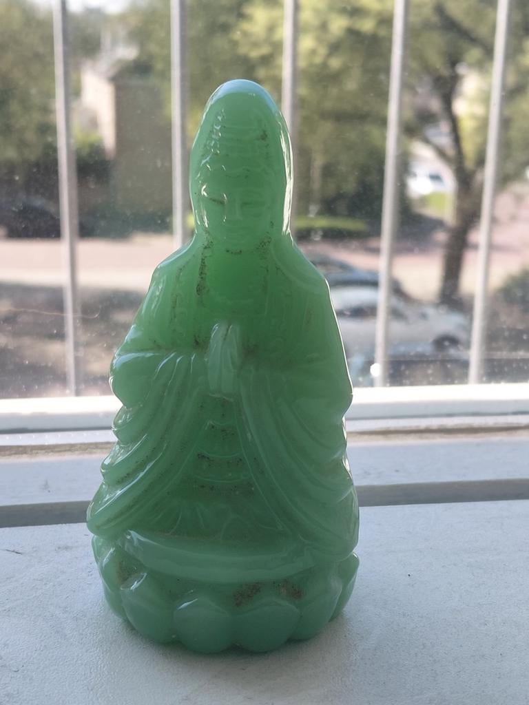 Groen Boeddha beeldje - Jade look van jade, Ophalen of Verzenden, Zo goed als nieuw