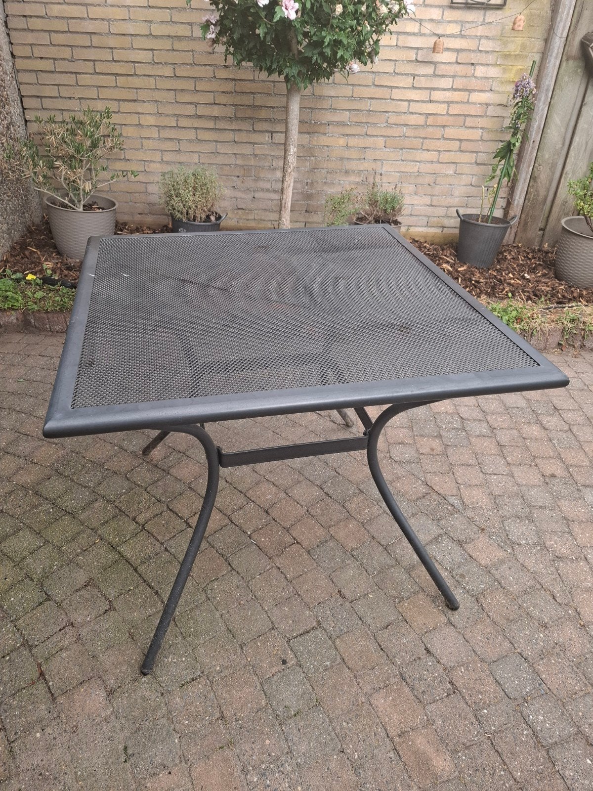 Zwarte metalen tuintafel - Gebruikt, Ophalen, Gebruikt, Vierkant, Metaal