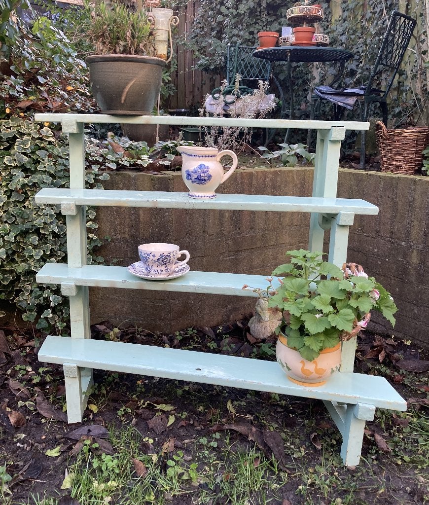 Brocante klein houten draaitrapje - bibliotheektrapje - trap, Ophalen, Groen, Hout, ---