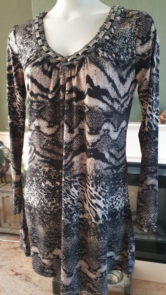 Dolce Vita dieren print jurk top 38 M tuniek Gratis verzende, Maat 38/40 (M), Verzenden, Zwart, Zo goed als nieuw