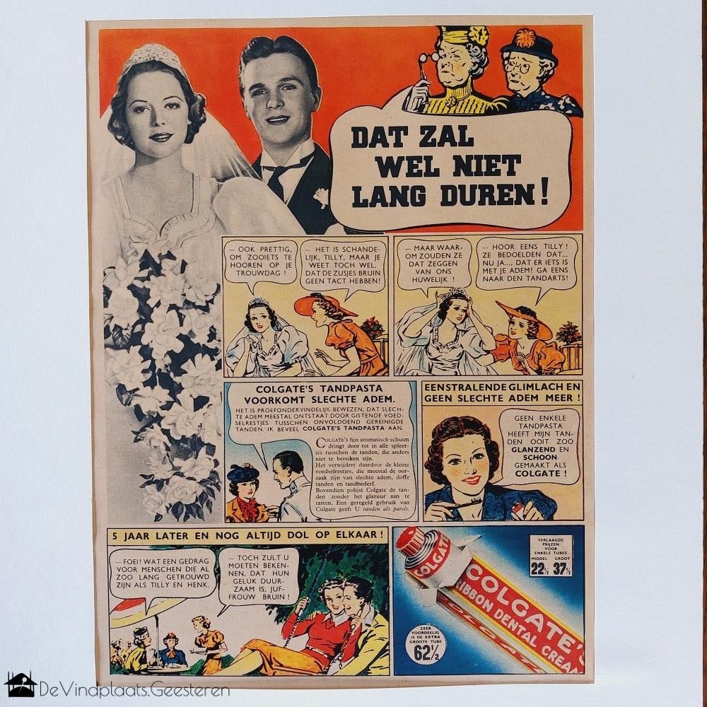 Colgate reclame uit jaren 50, Verzamelen, Merken en Reclamevoorwerpen, -, -, Overige typen, Ophalen of Verzenden