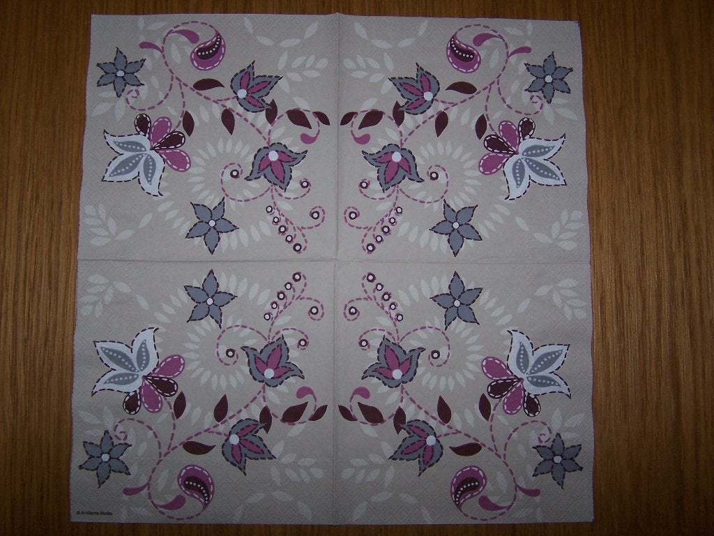 Servetten per stuk nr.29 (BLOEMEN) paars / roze, Nieuw, Meerkleurig, Ophalen of Verzenden, Papier of Karton