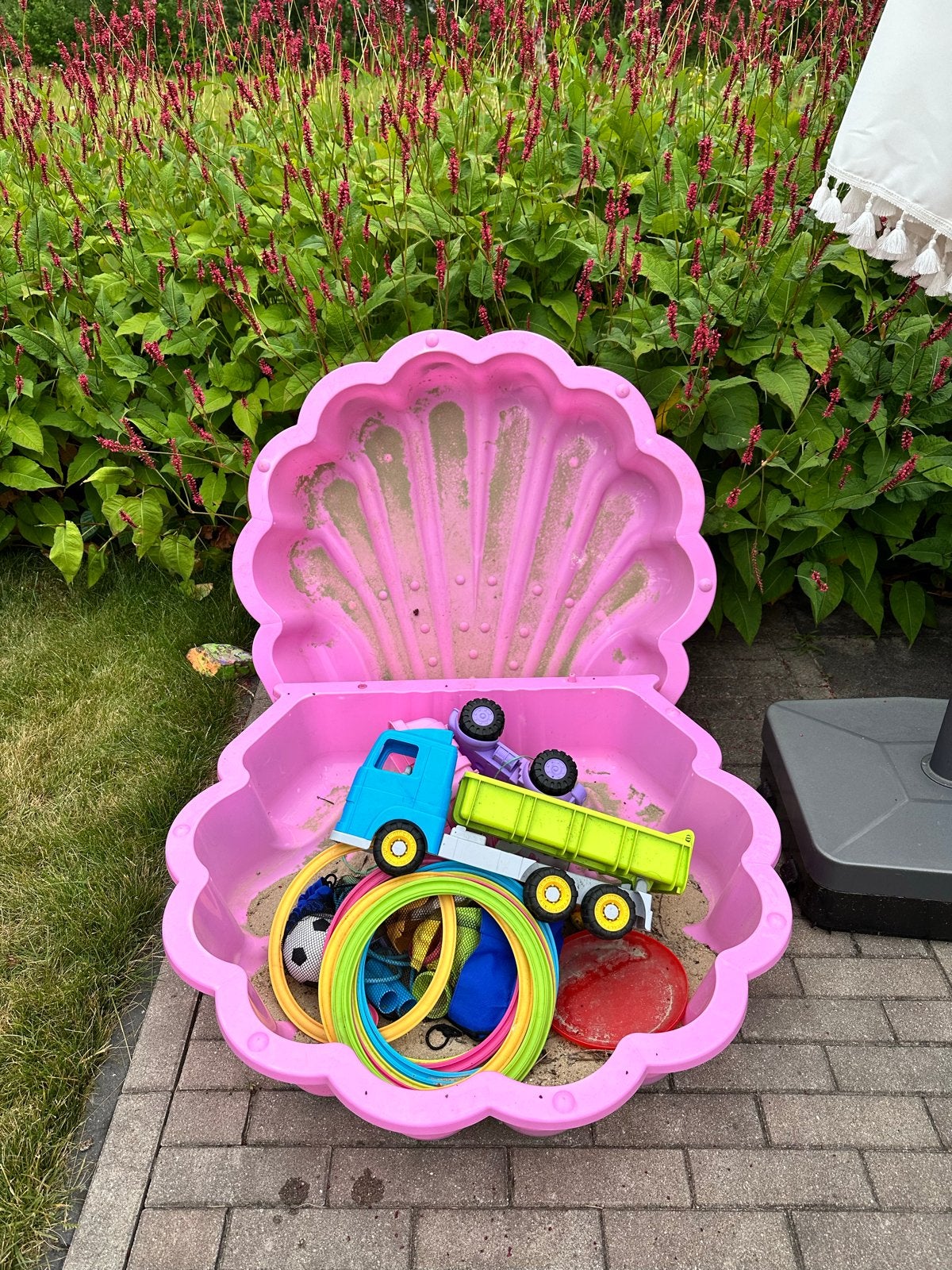 Roze schelpzandbak zonder speelgoed, Kinderen en Baby's, Ophalen, Gebruikt