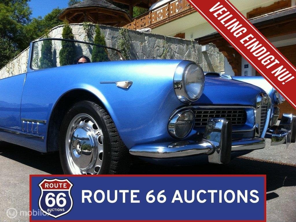 Alfa Romeo 2000 Spider Touring | 1960 | Route 66 Auctions, Auto's, Overige carrosserieën, Zwart, Bedrijf, Handgeschakeld