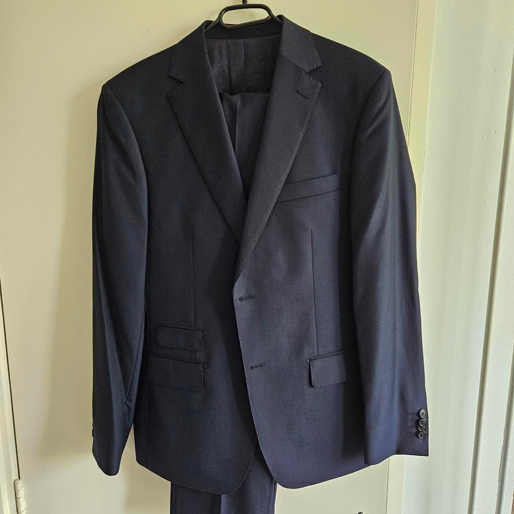 Jac Hensen Kostuum Donkerblauw Maat 50/52 - 100% Wol, Zo goed als nieuw, Jac Hensen, Verzenden, Maat 48/50 (M)