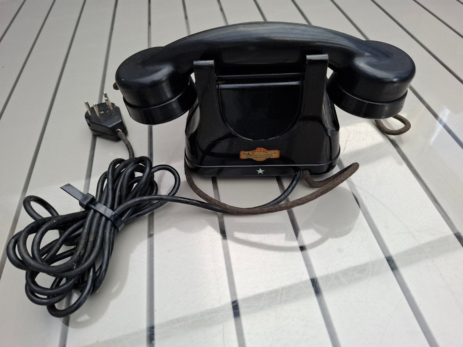 Vintage Draaischijf Telefoon - Zwart Bakeliet, Ophalen of Verzenden