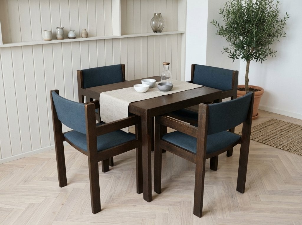 4 X stoel + Tafel Kramer Wilkhahn Scandinavian Mid-Century, Ophalen, Gebruikt, Hout, Vintage, Retro, Design, Bauhaus, Brocante, Rietveld, Art Deco