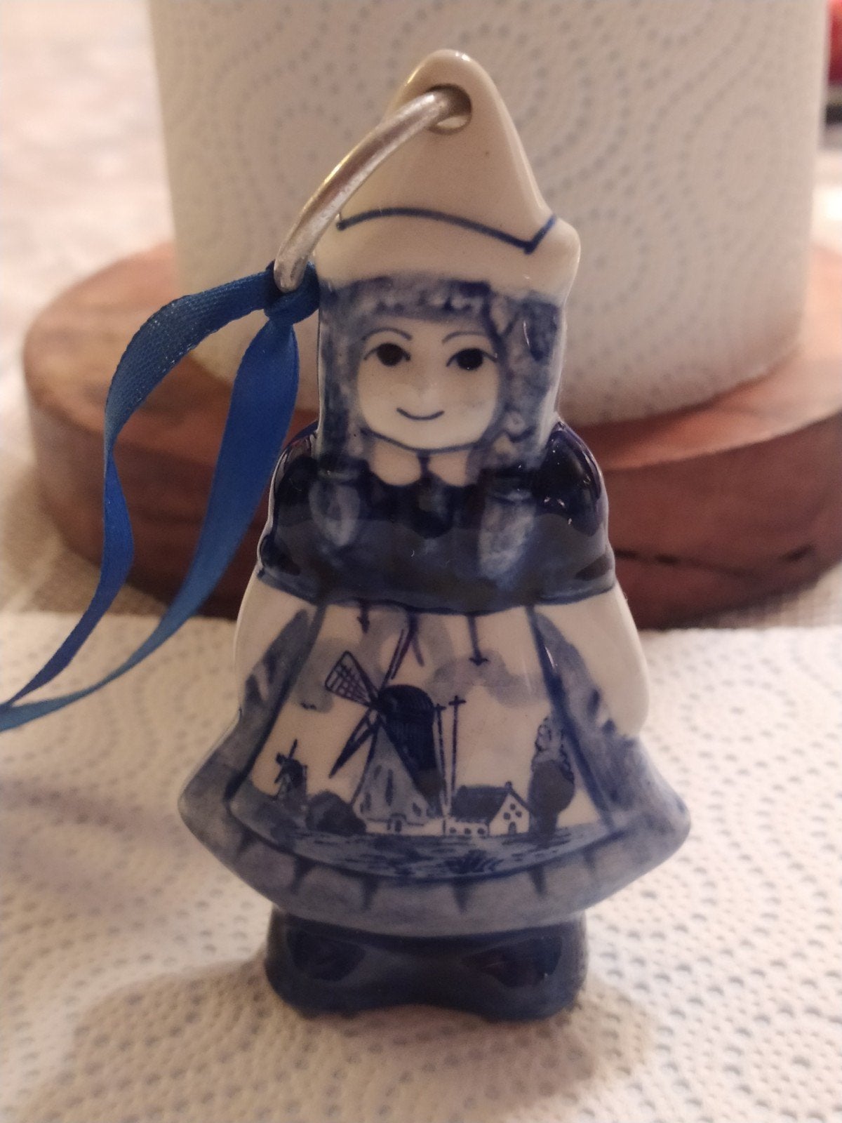 Delfts blauw meisje met molen en Hollandse dame, Antiek en Kunst, Ophalen of Verzenden