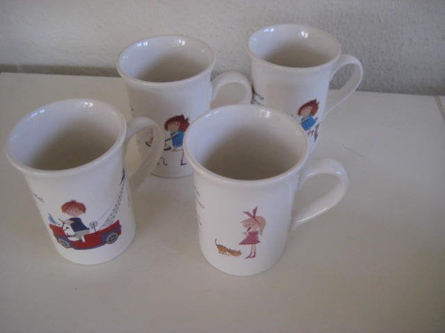 Pluk van de Petteflet mokken 4 stuks Fiep Westendorp 1970/80, Ophalen of Verzenden, Zo goed als nieuw, Overige stijlen, Kop(pen) en/of Schotel(s)