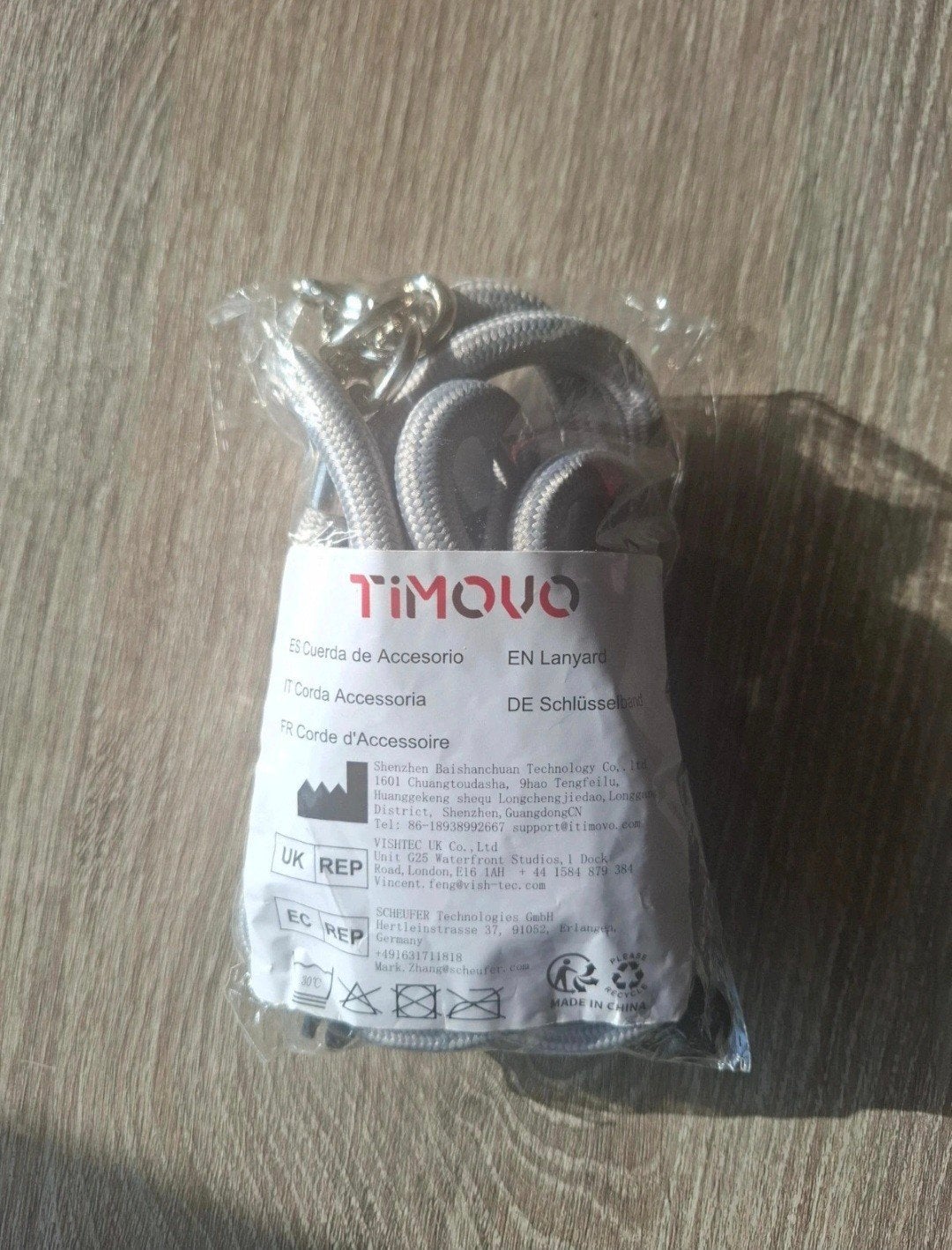 TiMOVO telefoonkoord / smartphone lanyard verstelbaar grijs, Verzenden, Nieuw, Telefoonhanger of Accessoire