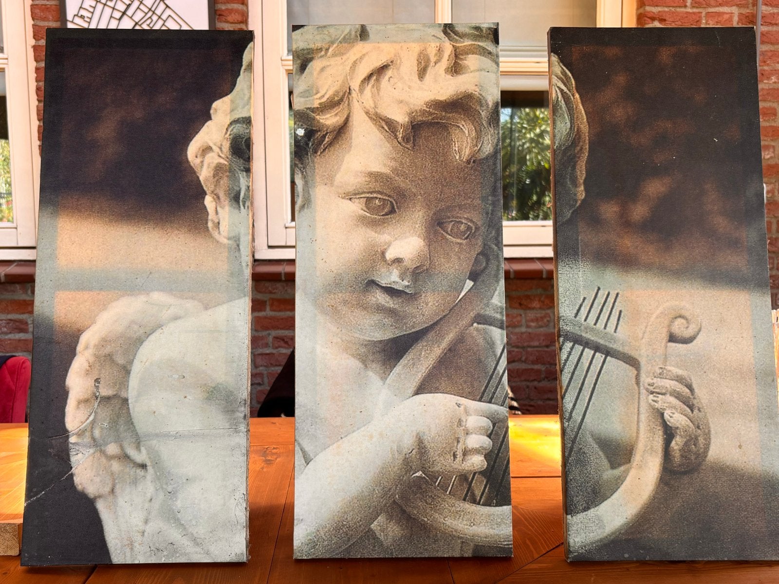 Schilderij Cupido met lier - Klassiek decoratiestuk, Antiek en Kunst, Ophalen, Doek, Portret of Personen, Klassiek