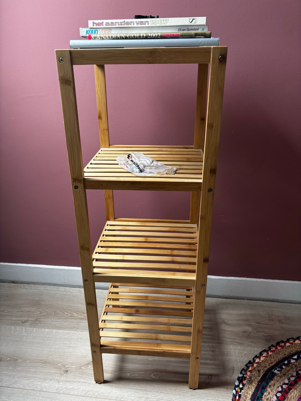 Bamboe badkamerrek met 4 planken, Ophalen, Met plank(en), Minder dan 50 cm, 100 tot 150 cm