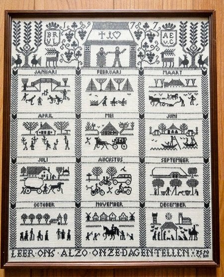 Merklap de maanden van het jaar, Hobby en Vrije tijd, Borduren en Borduurmachines, Ophalen of Verzenden, Zo goed als nieuw, Handborduren