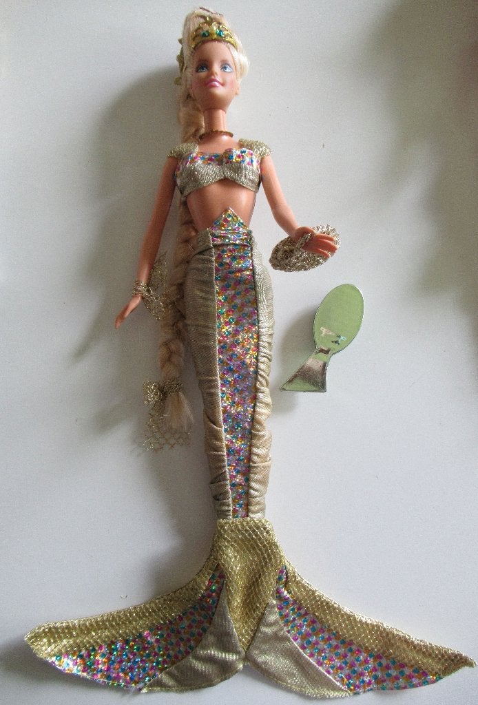 Barbie Mermaid goudkleur, Ophalen, Zo goed als nieuw, Pop