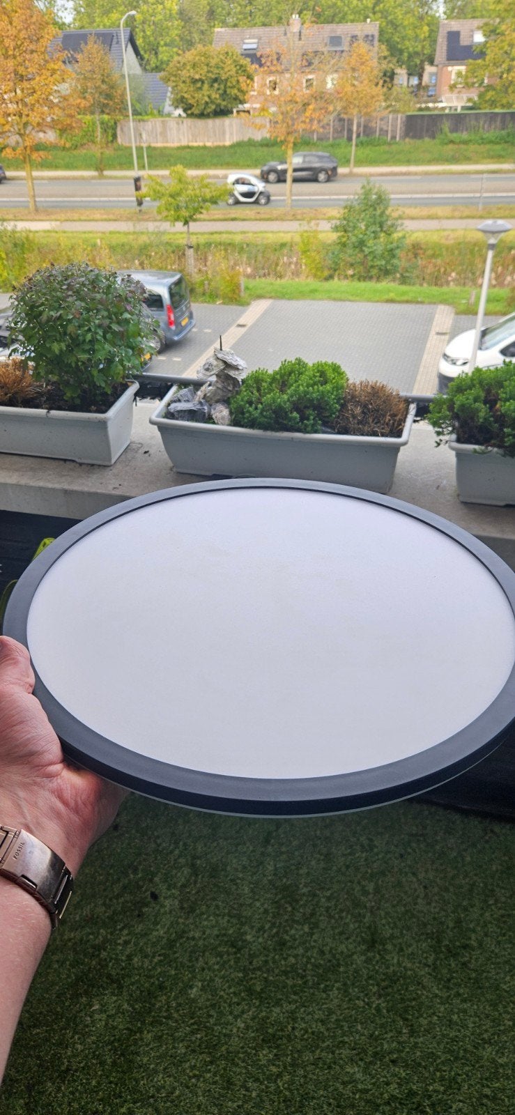 Brilliant Plafondlamp Sorell Ø 42cm zwart met AB, Kunststof, Modern, Zwart, Ophalen of Verzenden