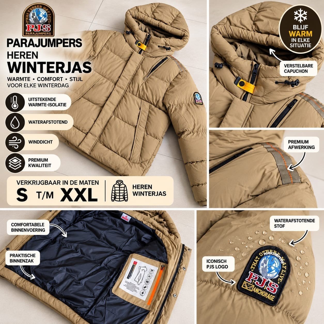 Parajumper heren winterjas S tm XXL merkkleding, Kleding | Heren, Ophalen of Verzenden, Nieuw, Overige maten, Zwart