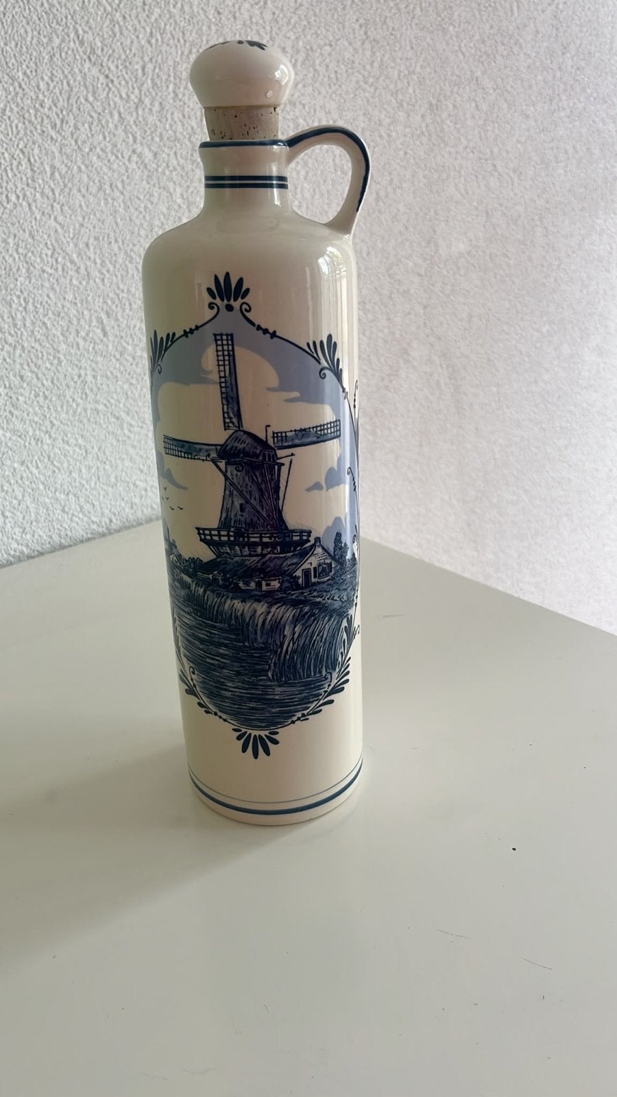 Bols Delfts Blauw Fles met Molen Decoratie, Ophalen of Verzenden