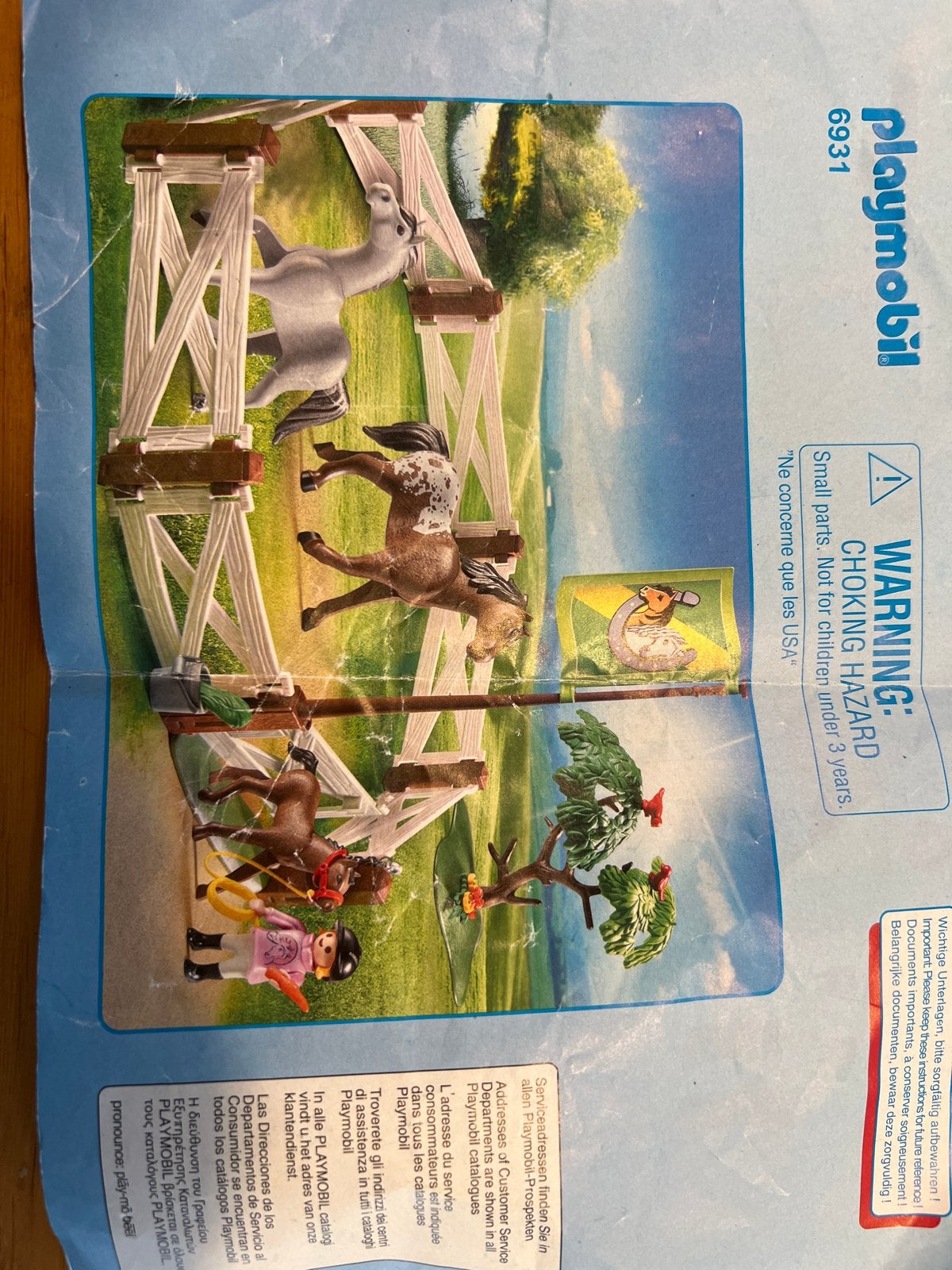 Playmobil Paardenwei met 3 paarden en ruiter - Set 6931, Complete set, Overige typen, Ophalen of Verzenden, Zo goed als nieuw
