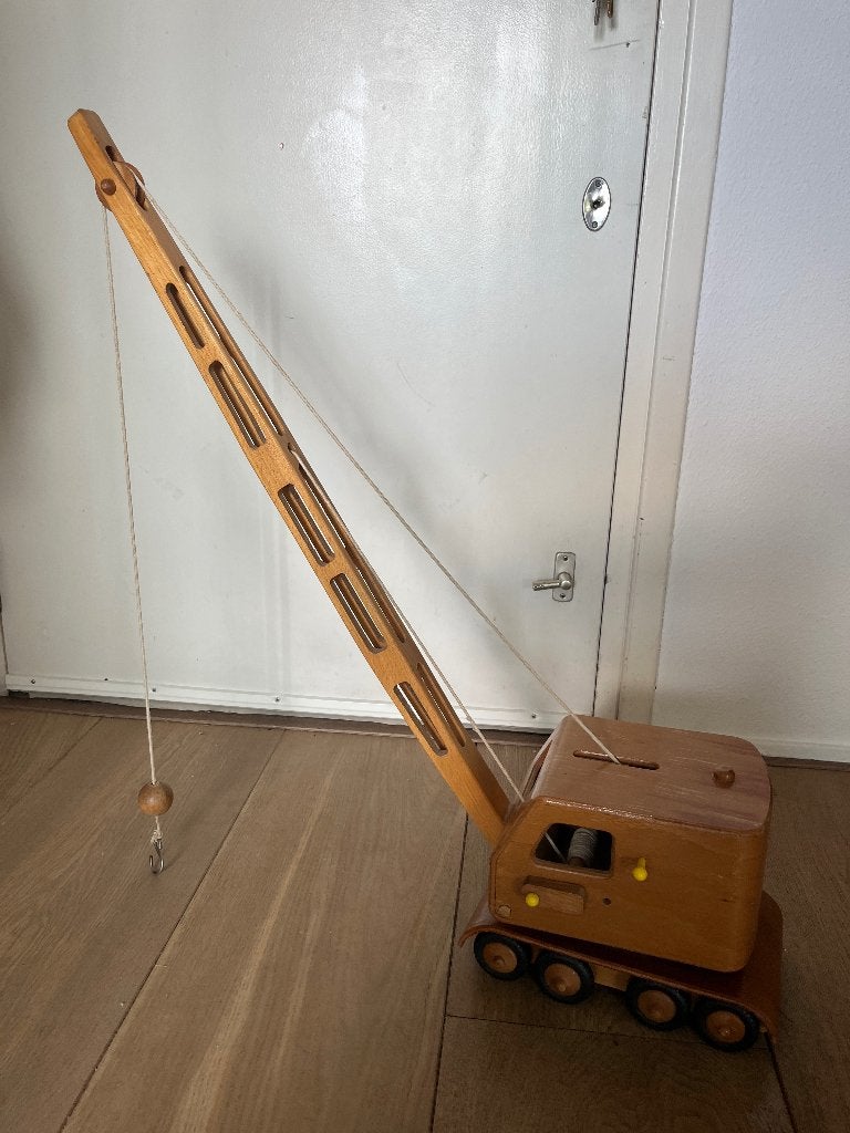 Hijskraan hout vintage, Ophalen, Gebruikt, Duw- of Trekspeelgoed