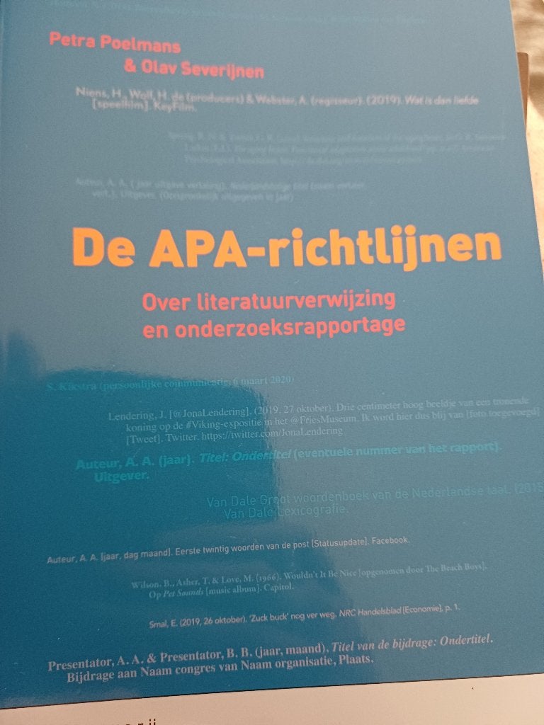 De APA richtlijnen, Verzenden, Diverse auteurs, HBO, Zo goed als nieuw