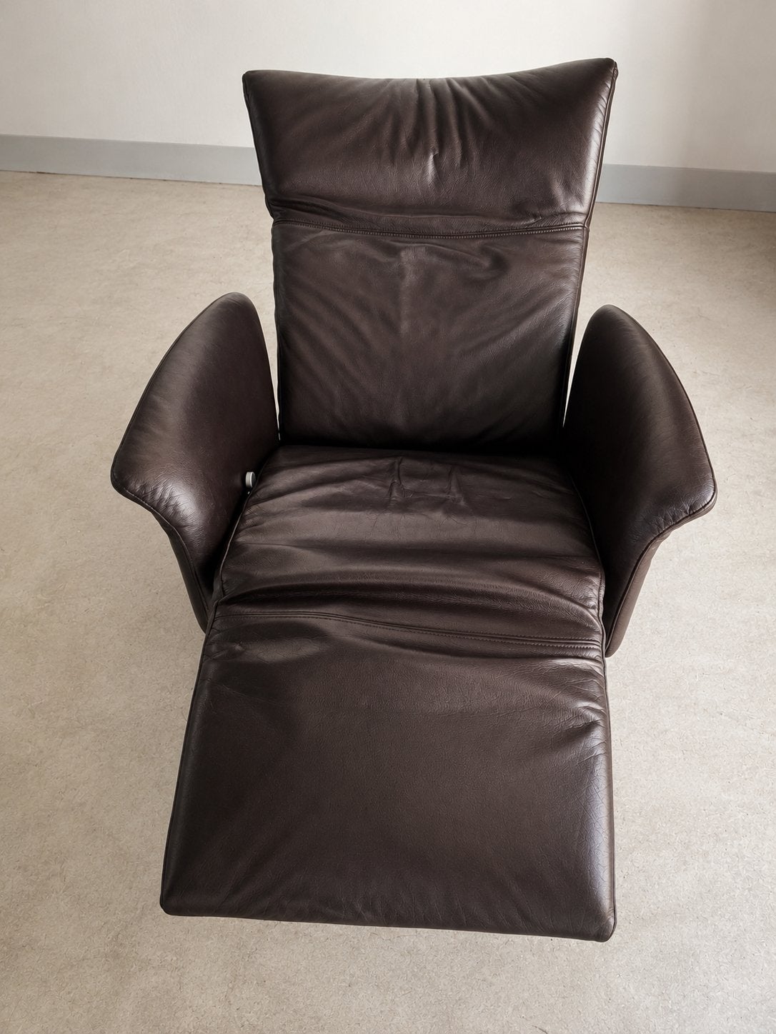 Lederen Relaxfauteuil - Bruin, Draaibaar, Ophalen, Gebruikt, Leer, 75 tot 100 cm