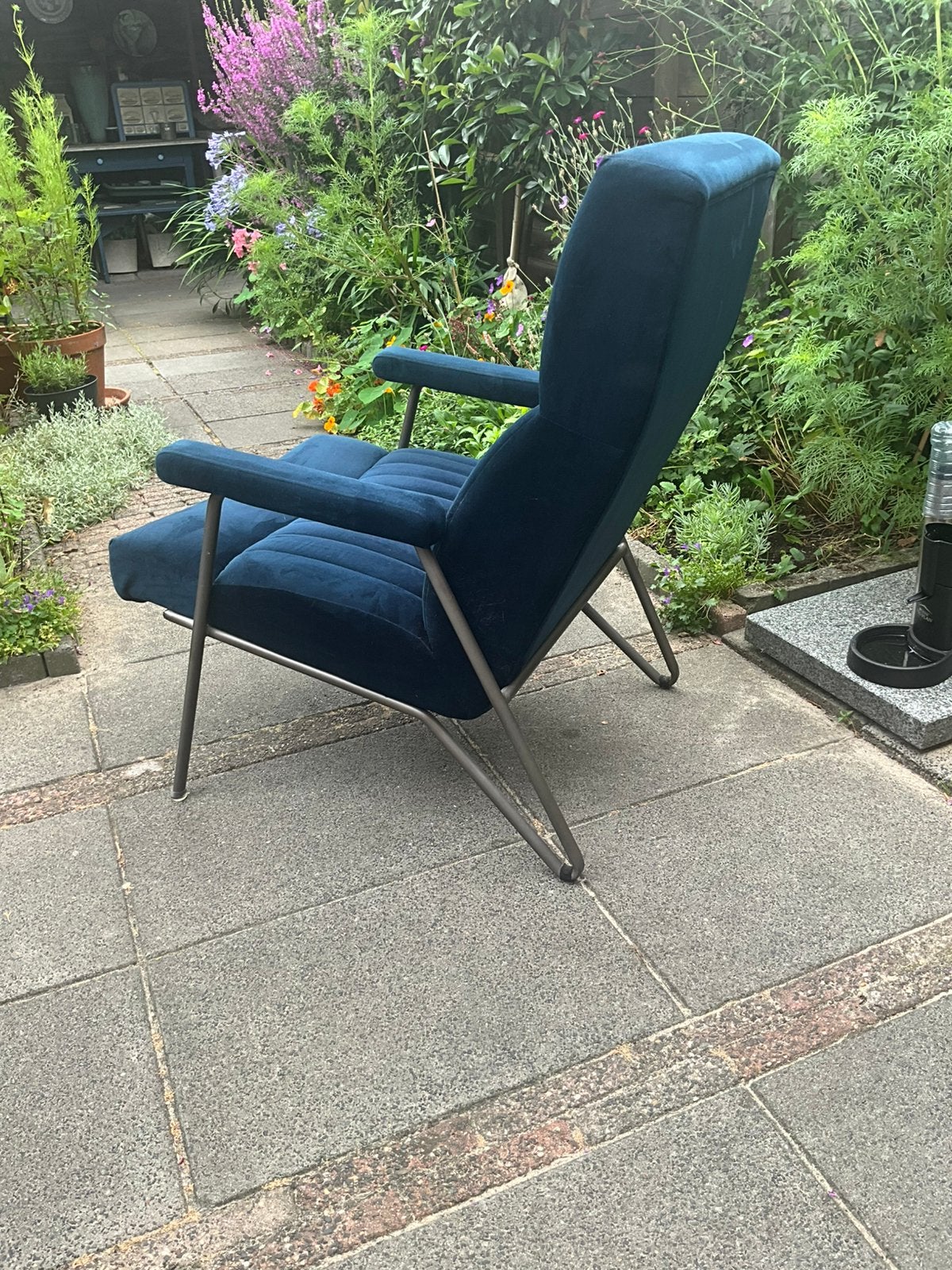Fauteuil Eleonora, model William, blue velvet 31, Ophalen, Gebruikt, 75 tot 100 cm, Stof