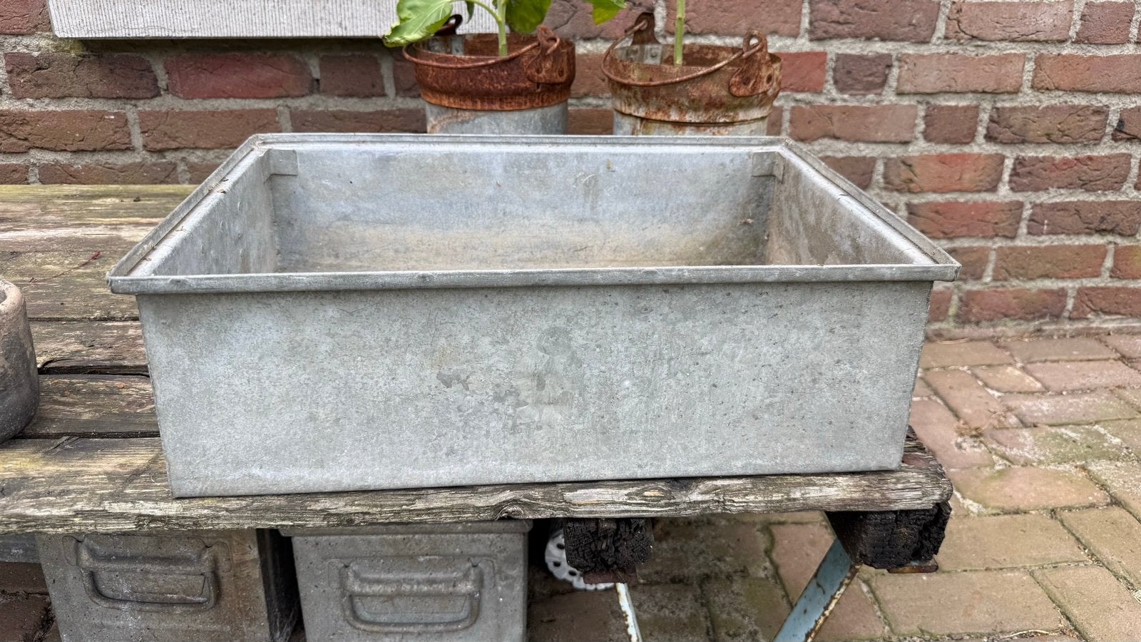 Vintage Zinken Bak met Handvatten - Philips Logo, Ophalen