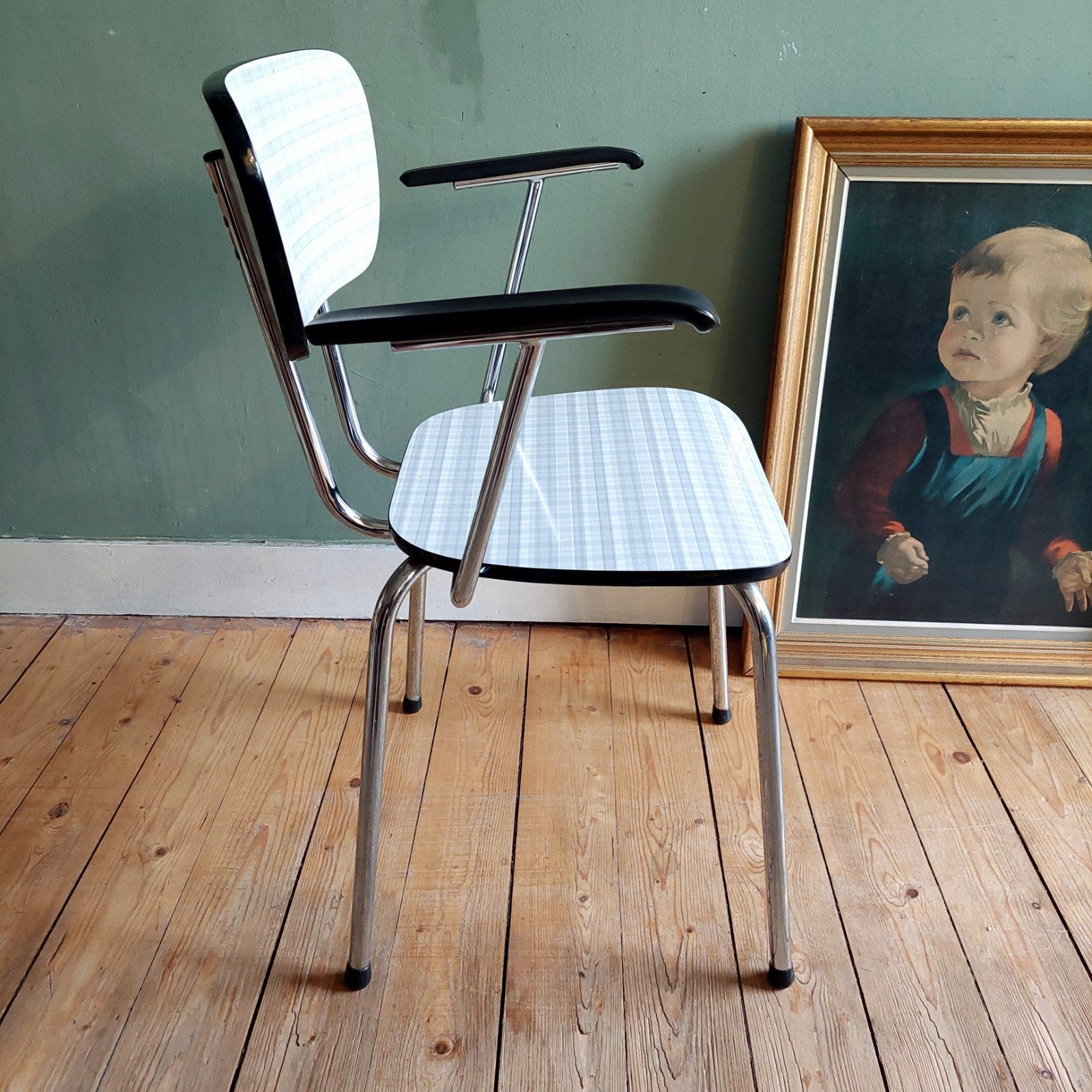 Lucky Vintage sixties formica stoel met armleuningen, Ophalen, Gebruikt, ., Wit