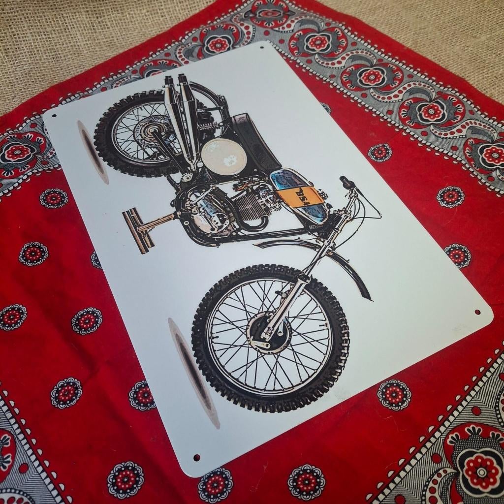 BSA Motorcycle B50 1974 Metalen wandplaat, Metaal, Met ophangsysteem, Nieuw, Ophalen of Verzenden