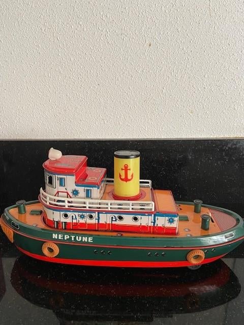MT blik litho. Neptunes schip battery toy Japan jaren '60, Antiek en Kunst, Ophalen of Verzenden
