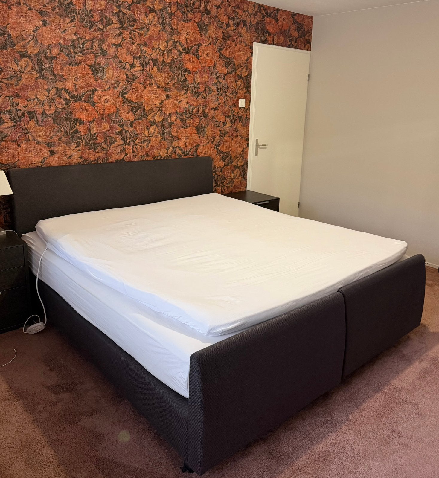 Pullman Boxspring Antracietgrijs, Ophalen, Gebruikt, Tweepersoons, 180 cm