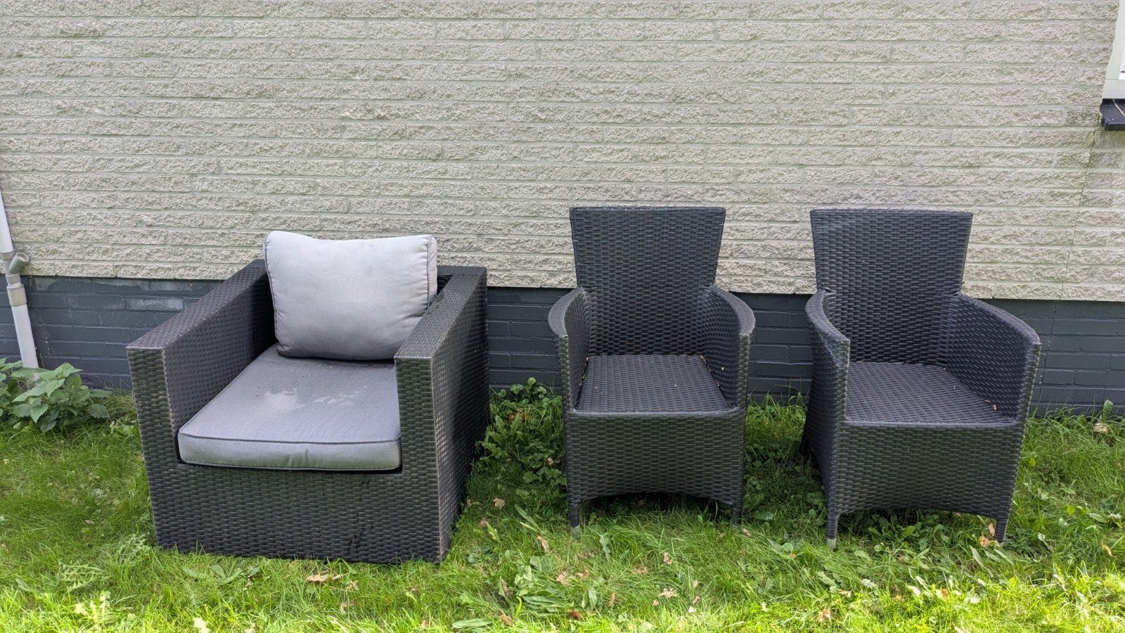Rotan terras stoelen set 4+1 antraciet, Tuin en Terras, Ophalen, 5 zitplaatsen, Rotan, Zo goed als nieuw