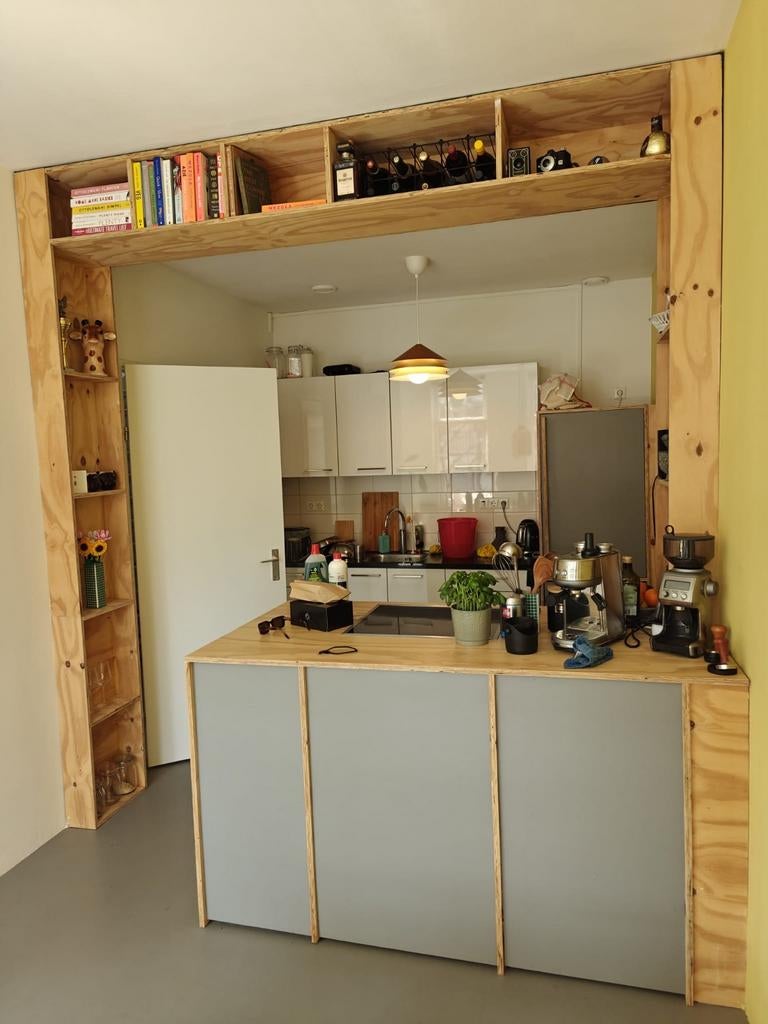 Ingebouwde keuken met eiland en apparatuur t.e.a.b., Huis en Inrichting, Keuken | Complete keukens, Ophalen, Gebruikt, Overige kleuren
