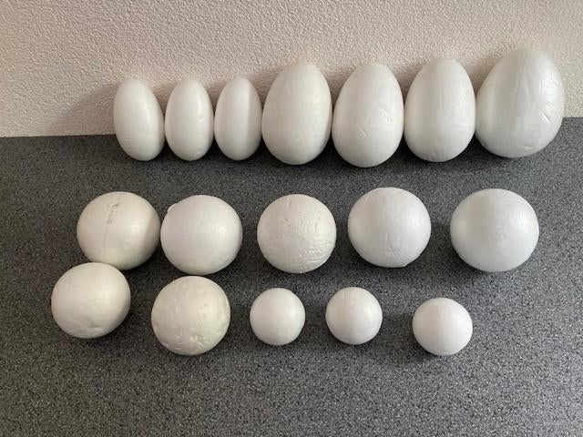 KNUTSELEN met piepschuim eieren en ballen diverse maten, Hobby en Vrije tijd, Knutselen, Ophalen of Verzenden, Nieuw