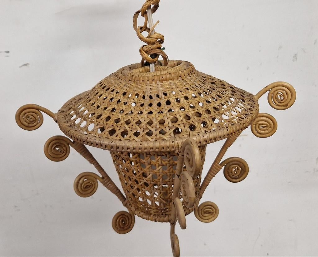 bijzonder vintage lampje van rotan, Ophalen, Huis en Inrichting