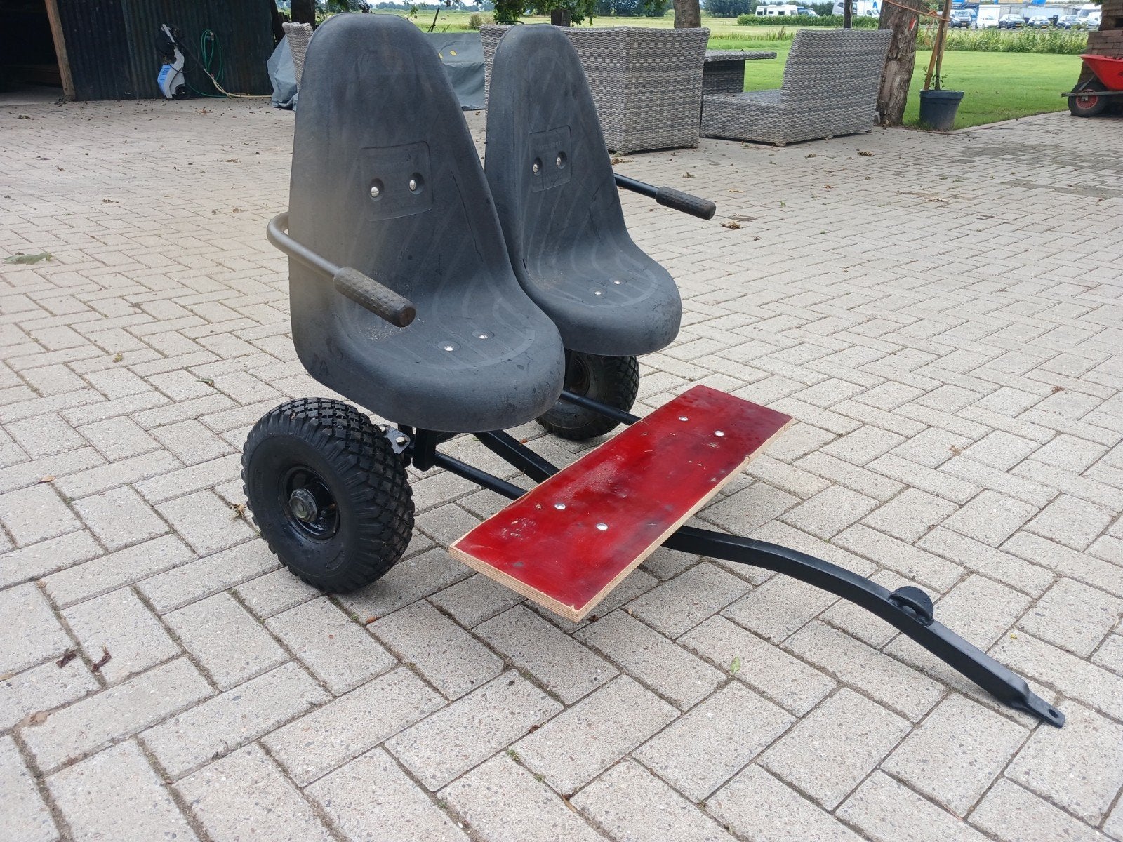 Mammoet skelter aanhanger met duozit, Kinderen en Baby's, Speelgoed | Buiten | Skelters, Ophalen, Zo goed als nieuw, Mammoet, Duozit